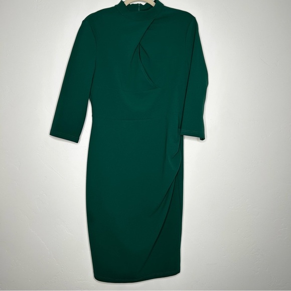NWT MIUSOL Midi Pencil Dress Dark Green 3/4 Sleeves Size Large Keyhole Bust - Picture 1 of 11